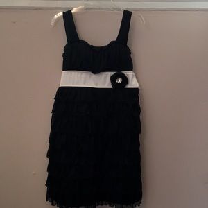 MY MICHELLE SIZE 14 BLACK AND WHITE RUFFLED DRESS